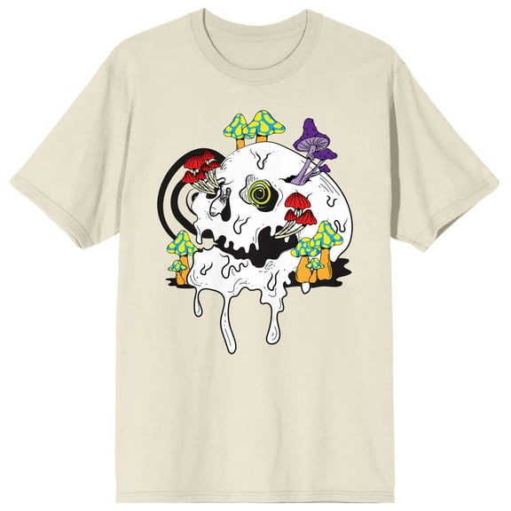 Natural World Skull And Mushrooms Men's Natural T-Shirt-Small