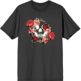 thumbnail image 1 of Natural World Skull & Roses Crew Neck Short Sleeve Adult T-shirt-Medium-Charcoal, 1 of 3