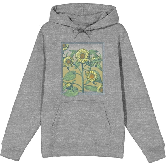 Natural World Sunflower Frame Adult Heather Gray Long Sleeve Hoodie-Medium
