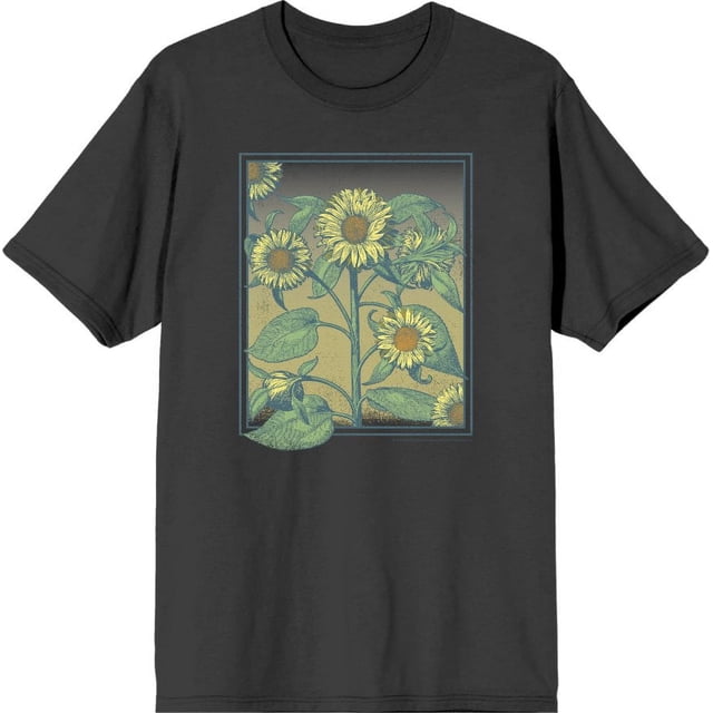 Natural World Sunflower Frame Men's Charcoal Crew Neck Short Sleeve Tee-3XL