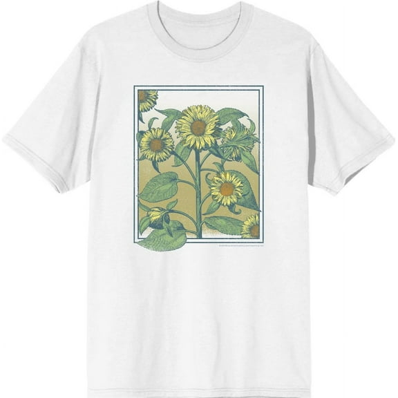 Natural World Sunflower Frame Men's White Crew Neck Short Sleeve Tee-3XL