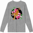 thumbnail image 1 of Natural World Tiger & Flowers Heather Gray Adult Crew Neck Long Sleeve Tee-Small, 1 of 3