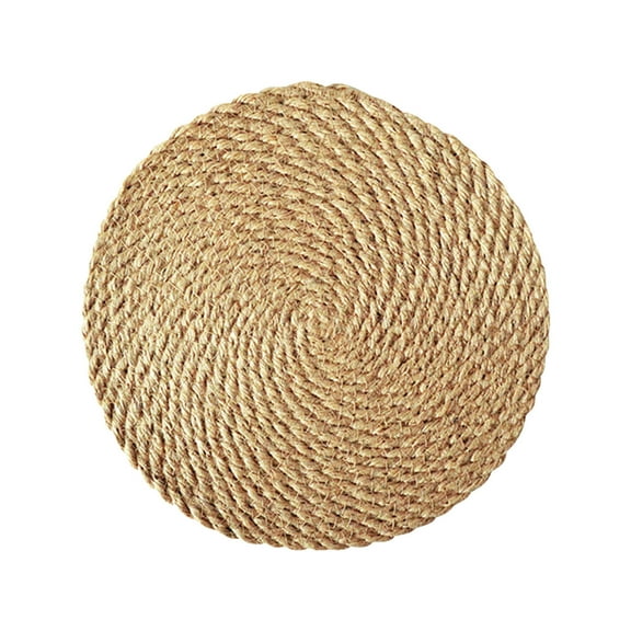 Natural Woven Round Placemat - Heat-Resistant Table Mat for Plates & Teapots (Flax, 12"/31cm)