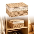 thumbnail image 1 of Natural Woven Storage Basket With Lid, Decorative Organizer Bin For Bedroom, Living Room, Kitchen, Shelf & Home Organization, 1 of 6