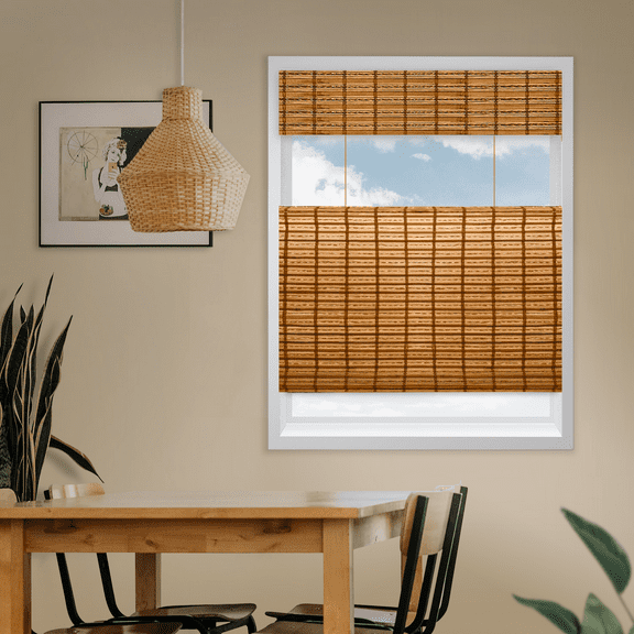 Natural Woven Top Down Bottom Up Cordless Bamboo Roman Shades for Windows, 66.5 in. W x 36 in. L, Honey Wheat