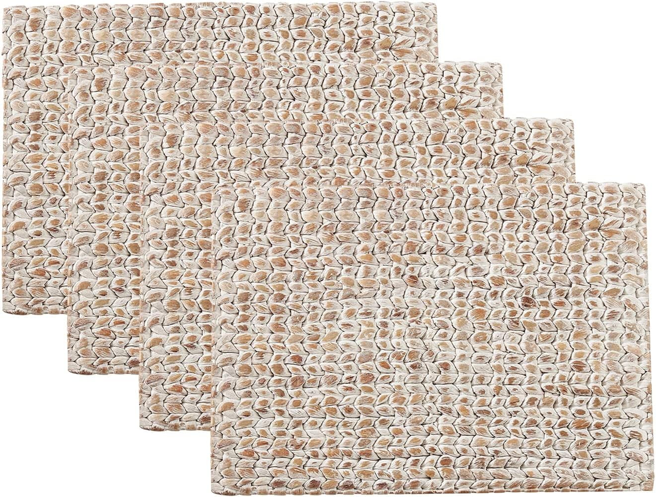 Natural Woven Water Hyacinth Rectangular Placemats 14" W X 19" L, Set