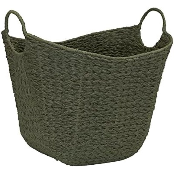 Natural Woven Wicker Storage Basket with Handles