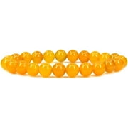Natural Yellow Agate Gemstone 8mm Round Beads Stretch Bracelet 7" Unisex