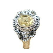 RADHEY KRISHNA JEWELLERS Natural Yellow Citrine Cut Stone 925 Sterling Silver Design Ring Wedding Jewelry