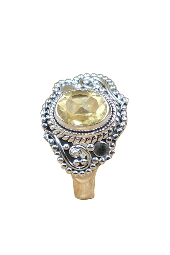 Natural Yellow Citrine Cut Stone 925 Sterling Silver Design Ring Wedding Jewelry