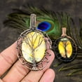 thumbnail image 1 of Natural Yellow Dendritic Gemstone Copper Wire Wrap Gift Pendant 3.07", 1 of 5