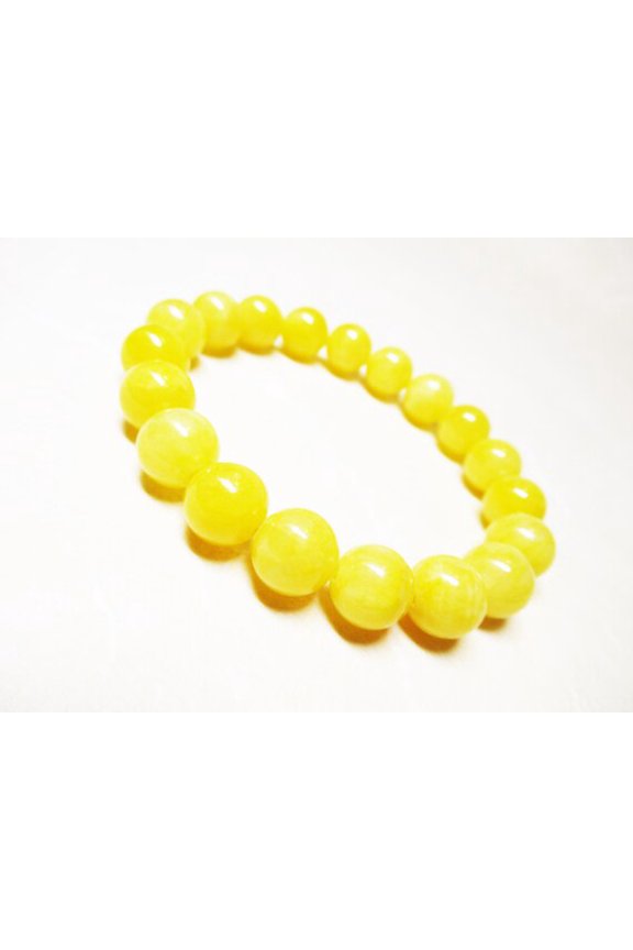 Natural Yellow Jade 8mm round Shape Smooth Cut Beads Stretchable Bracelet for Men & Women.