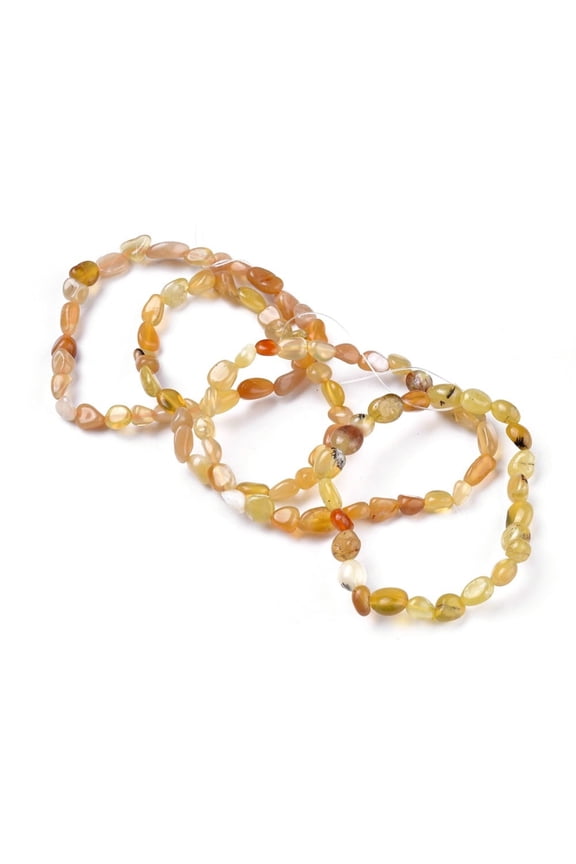 Natural Yellow Opal Bead Stretch Bracelets Tumbled Stone Inner Diameter: 2~2-1/4 inch(5.2~5.6cm)