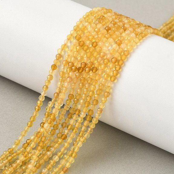 Natural Yellow Opal Beads Strands Faceted Round 2mm Hole: 0.6mm 196pcs/strand 15.43''(39.2cm)