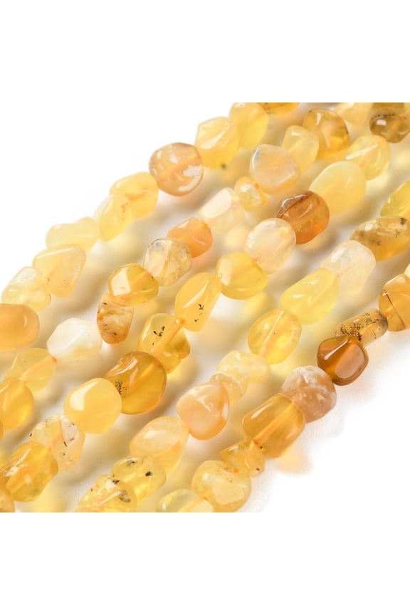Natural Yellow Opal Beads Strands Nuggets Tumbled Stone 4.5~11.5x3~7x3.5~6mm Hole: 1.2mm about 48~68pcs/strand 15.35~15.94''(39~40.5cm)