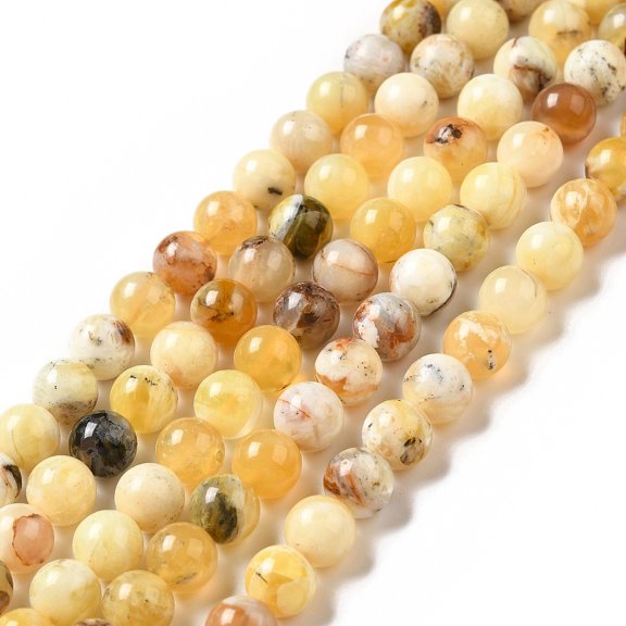 Natural Yellow Opal Beads Strands Round 10mm Hole: 1mm about 39pcs/strand 15.16''(38.5cm)