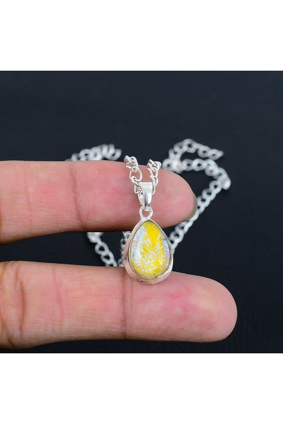 Natural Yellow Opal Locket Handcrafted 925 Sterling Silver, Fine Polished, Modern Design, Wedding & Thanksgiving Gift
