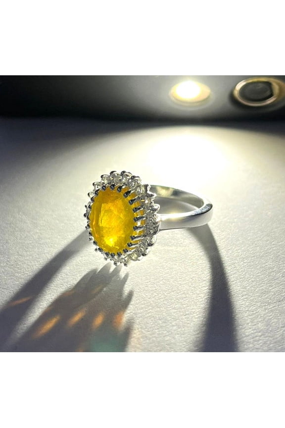 Natural Yellow Sapphire 965 Sterling Silver Ring, Gift for Her, Pukharaj Ring, Birthstone Rings ,Gift For Her