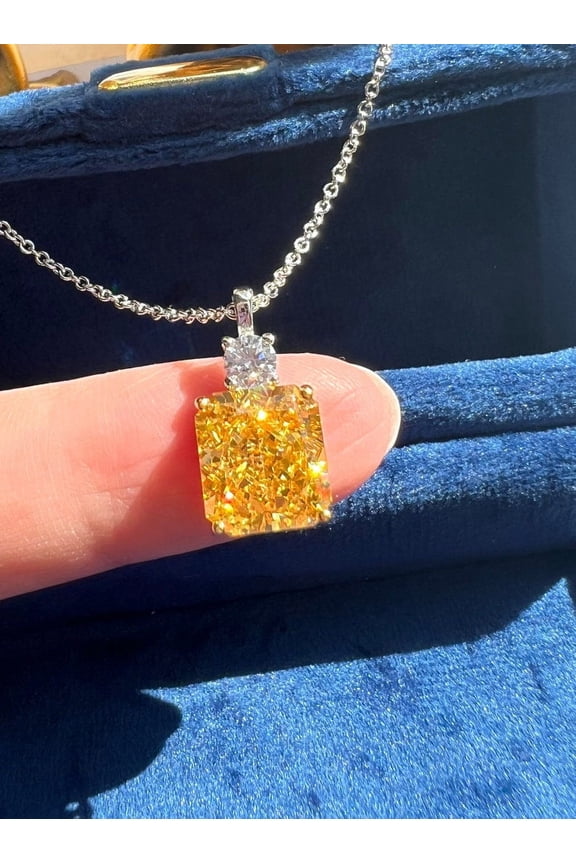 Natural Yellow Sapphire Pendant Silver Pendant Handmade Pendant may birthstone emerald jewelry locket chain Promise Pendant