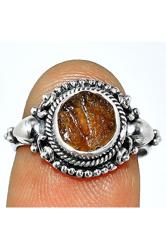 Natural Yellow Scapolite Rough 925 Sterling Silver Ring s.6.5 Jewelry R-1291 SDR238709