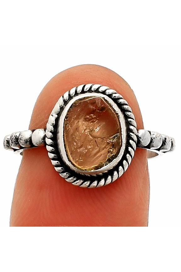 Natural Yellow Scapolite Rough 925 Sterling Silver Ring s.7.5 Jewelry R-1252 SDR232624