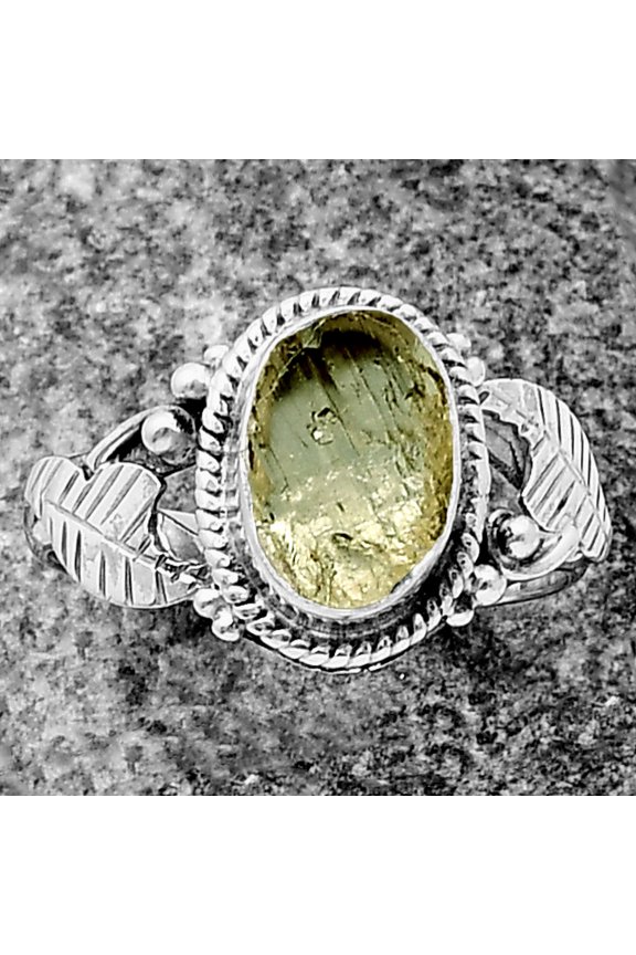 Natural Yellow Scapolite Rough 925 Sterling Silver Ring s.7.5 Jewelry R-1272 SDR211307
