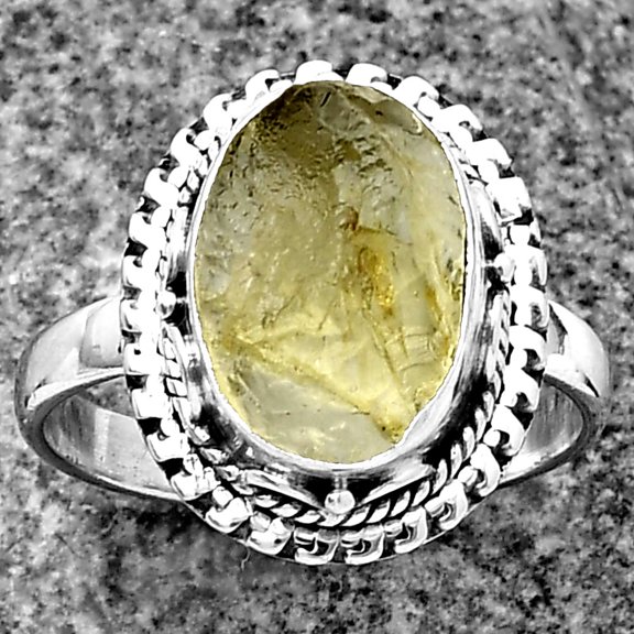Natural Yellow Scapolite Rough 925 Sterling Silver Ring s.7.5 Jewelry R-1279 SDR206526
