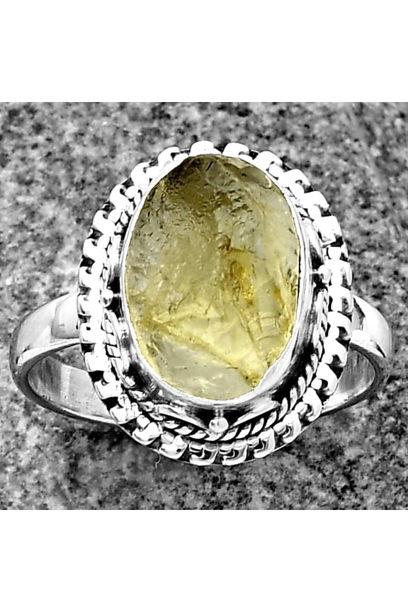 Natural Yellow Scapolite Rough 925 Sterling Silver Ring s.7.5 Jewelry R-1279 SDR206526