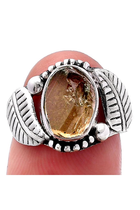 Natural Yellow Scapolite Rough 925 Sterling Silver Ring s.7 Jewelry R-1272 SDR222207