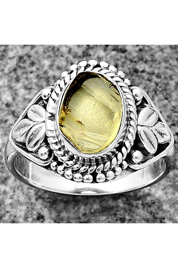 Natural Yellow Scapolite Rough 925 Sterling Silver Ring s.7 Jewelry R-1300 SDR206083