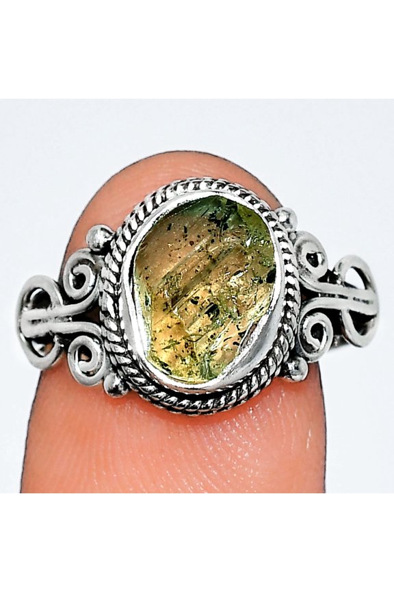 Natural Yellow Scapolite Rough 925 Sterling Silver Ring s.7 Jewelry R-1345 SDR238609