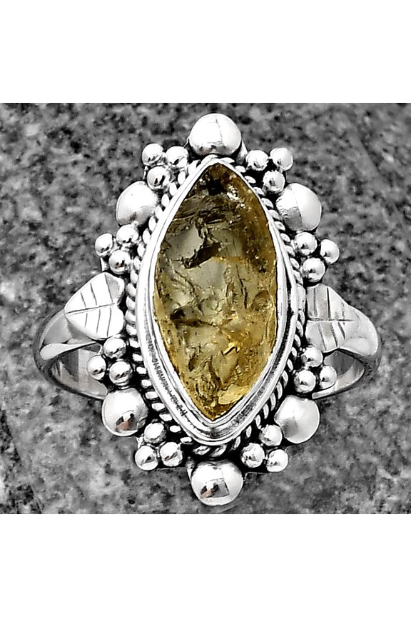 Natural Yellow Scapolite Rough 925 Sterling Silver Ring s.8.5 Jewelry R-1399 SDR208871