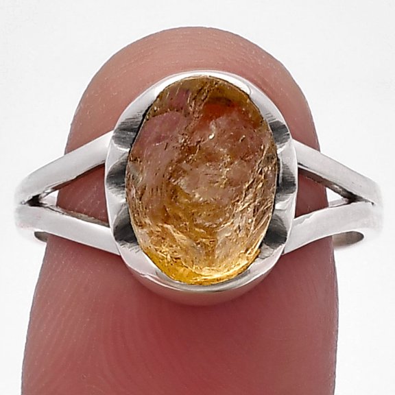 Natural Yellow Scapolite Rough 925 Sterling Silver Ring s.8.5 Jewelry R-1438 SDR220201