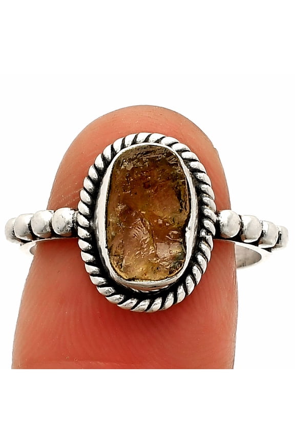Natural Yellow Scapolite Rough 925 Sterling Silver Ring s.8 Jewelry R-1252 SDR232611