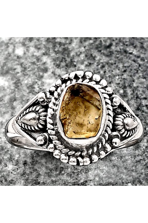 Natural Yellow Scapolite Rough 925 Sterling Silver Ring s.8 Jewelry R-1300 SDR214506