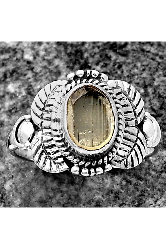 Natural Yellow Scapolite Rough 925 Sterling Silver Ring s.8 Jewelry R-1387 SDR213703
