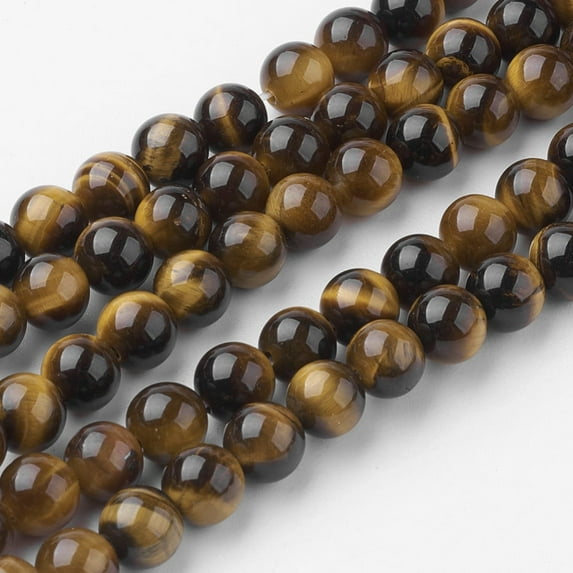 Natural Yellow Tiger Eye Bead Strands Round Grade A