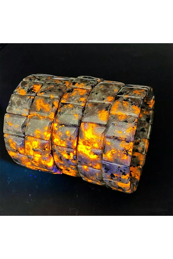 Natural Yooperlite Bracelet Halloween Stone Bracelet UV Reactive Yooperite Rock