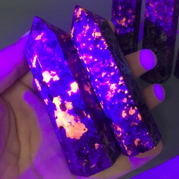 Natural Yooperlite Quartz Obelisk Crystal Point Wand Reiki Healing Chakra Stone