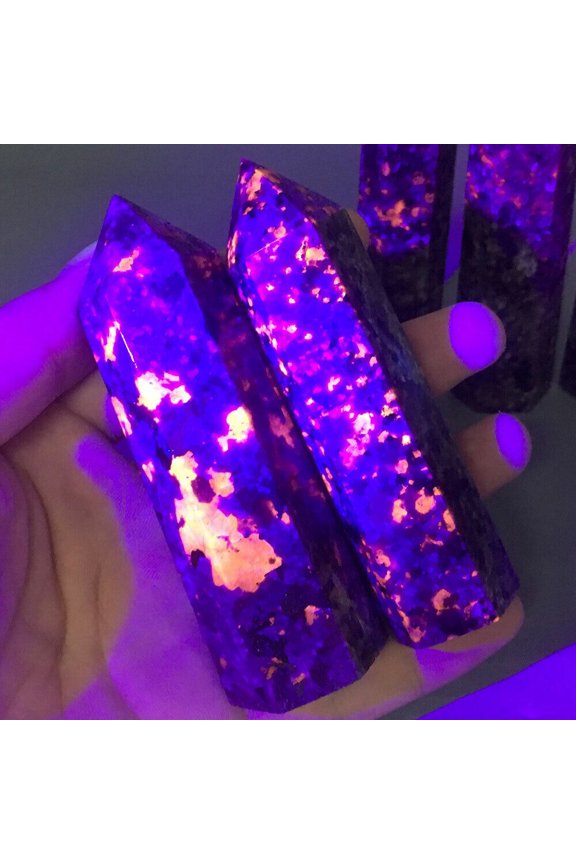 Natural Yooperlite Quartz Obelisk Crystal Point Wand Reiki Healing Chakra Stone