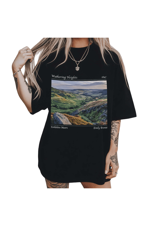 Natural Yorkshire Moors Shirts Black S-5XL Poetic Emily Bronte Wuthering Heights Print Tshirt Graphic Tees Tops