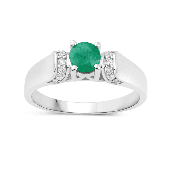 Genuine Emerald Rings for Women Sterling Silver Lab Diamond Ring May Birthstone Jewelry Gift for Her
