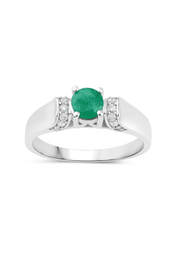 Genuine Emerald Rings for Women Sterling Silver Lab Diamond Ring May Birthstone Jewelry Gift for Her