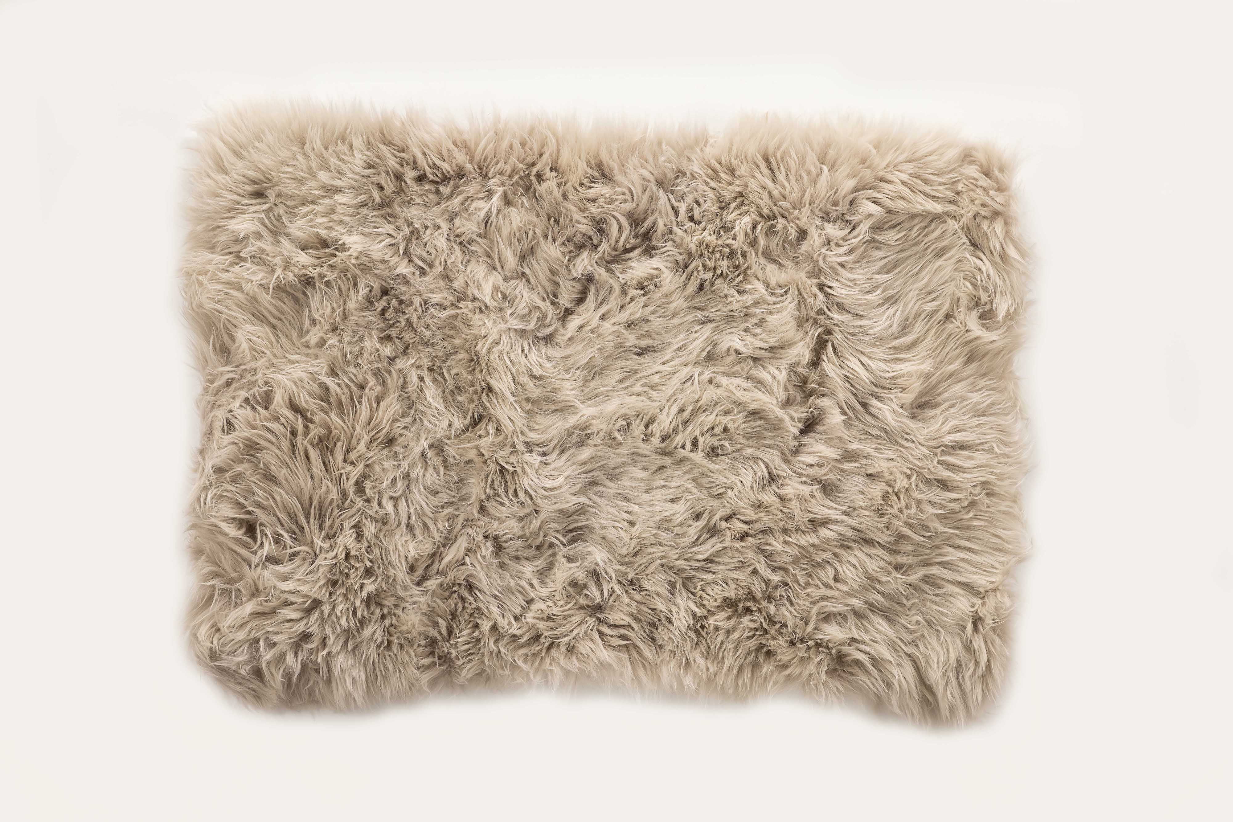 Lush Taupe Handmade Sheepskin Fur Rectangular Rug - 3ft by 2ft