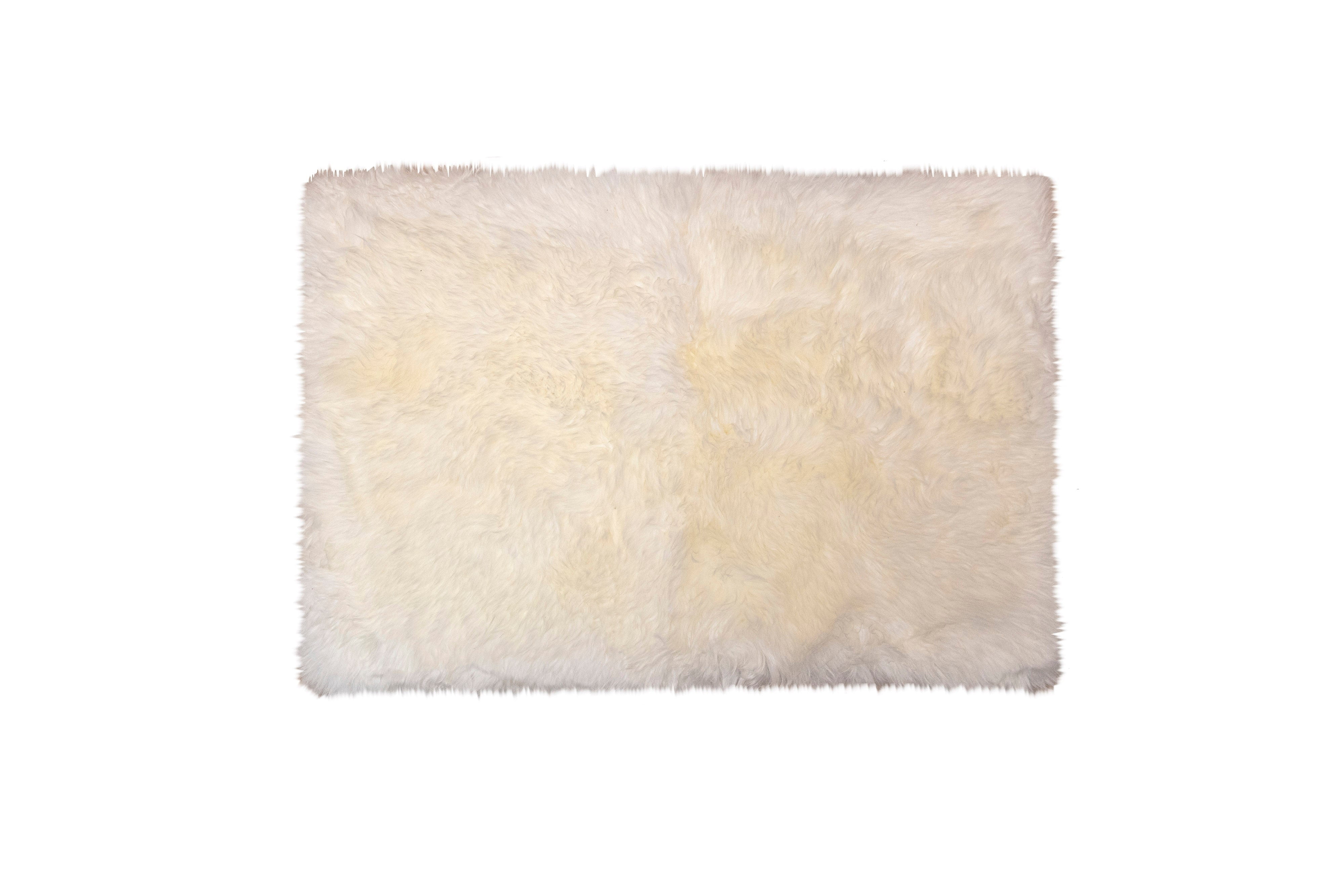 Natural Rectangular Sheepskin Fur Rug 2' x 3'