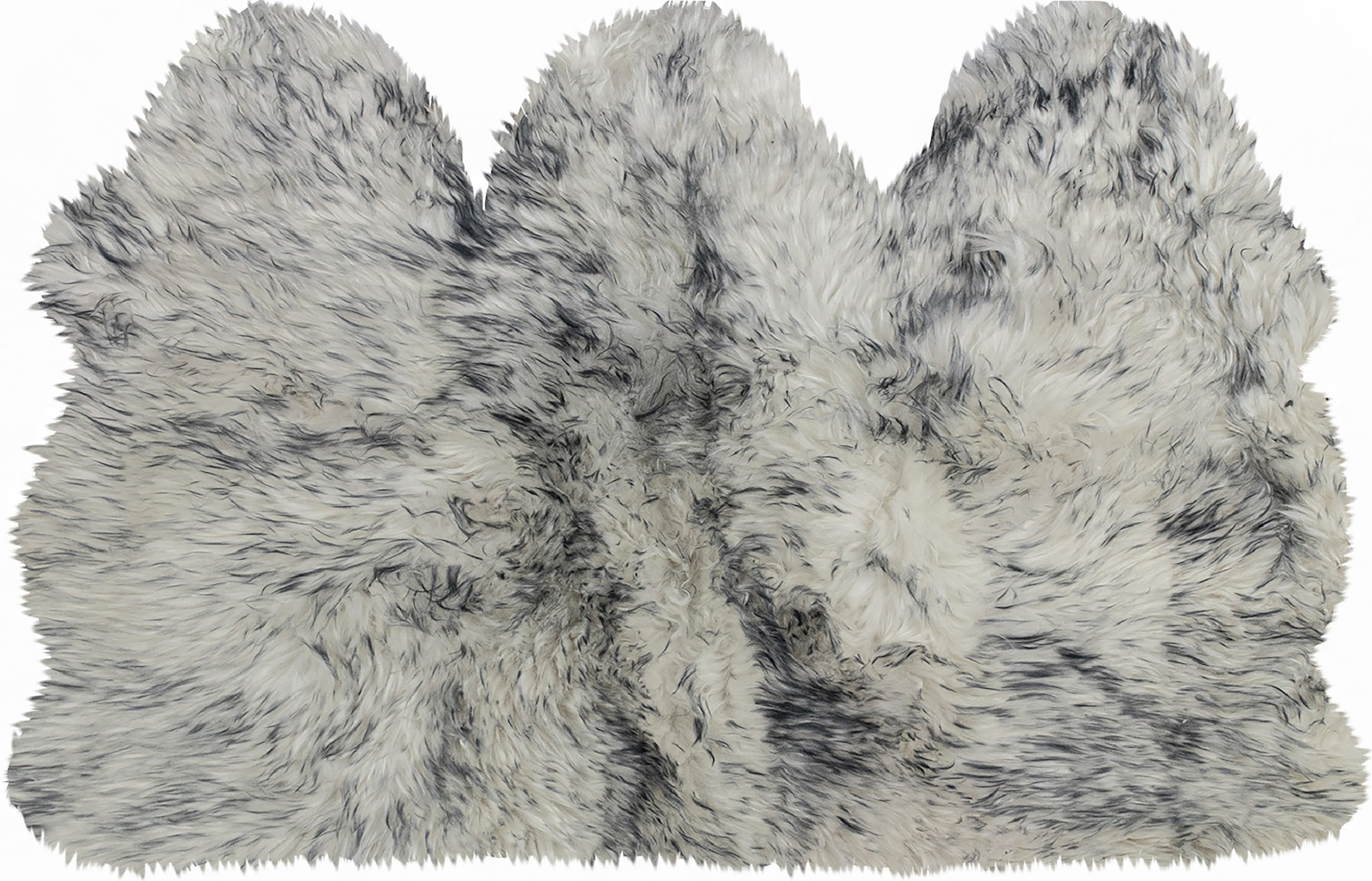 Handmade Gradient Grey Sheepskin Fur Rectangular Rug 60" x 36"