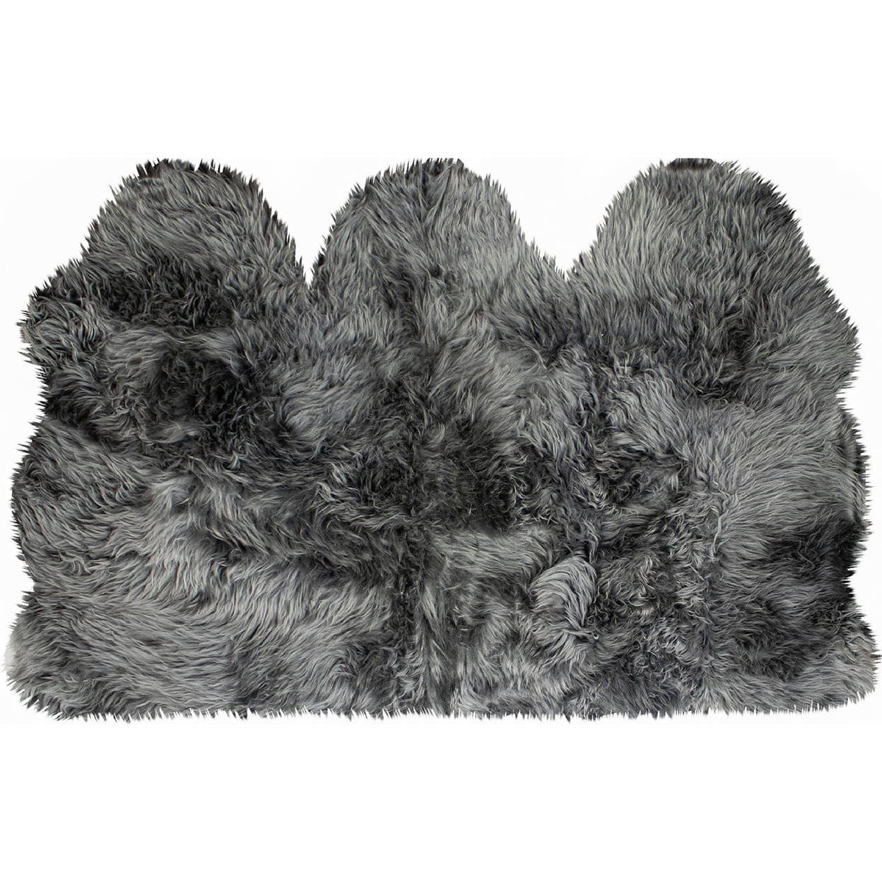 Handmade Gray Ombre Sheepskin Fur Rectangular Rug