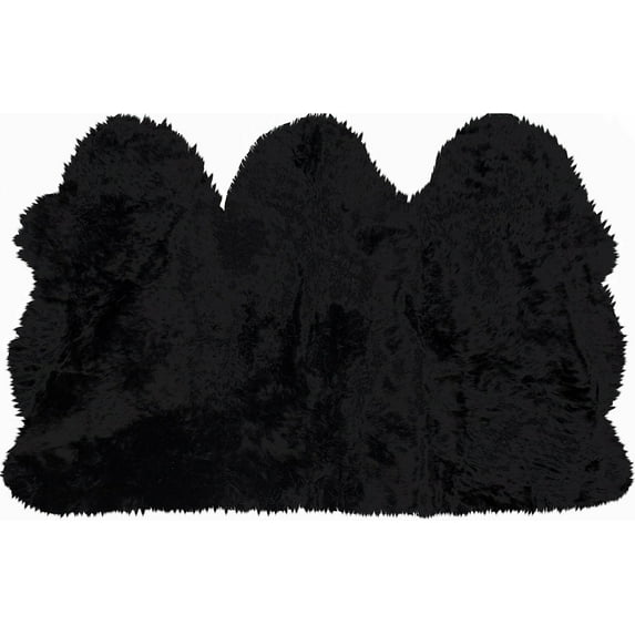 Natural New Zealand Sheepskin Trio Rug | Black | 3'x5'