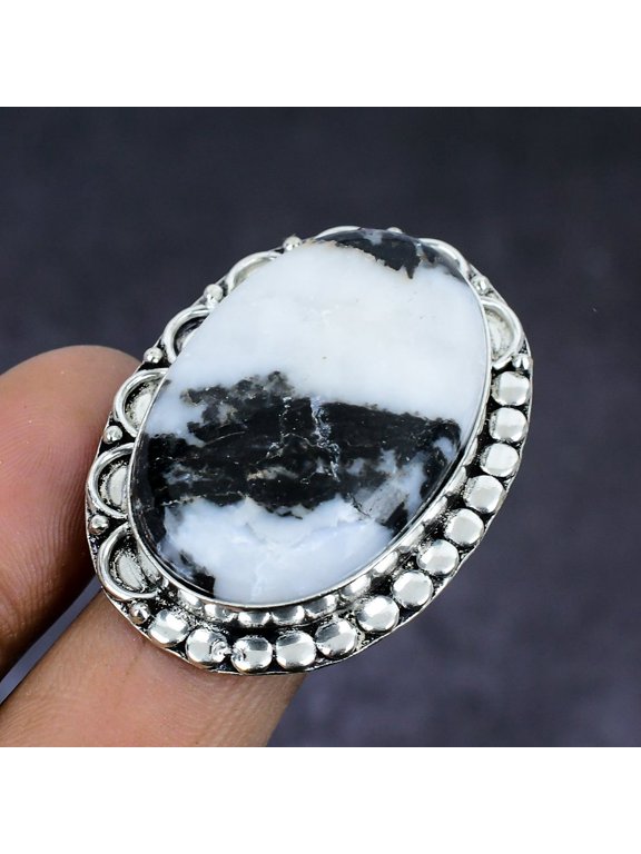 Natural Zebra Jasper Gemstone 925 Sterling Silver Jewelry Ring Size 10