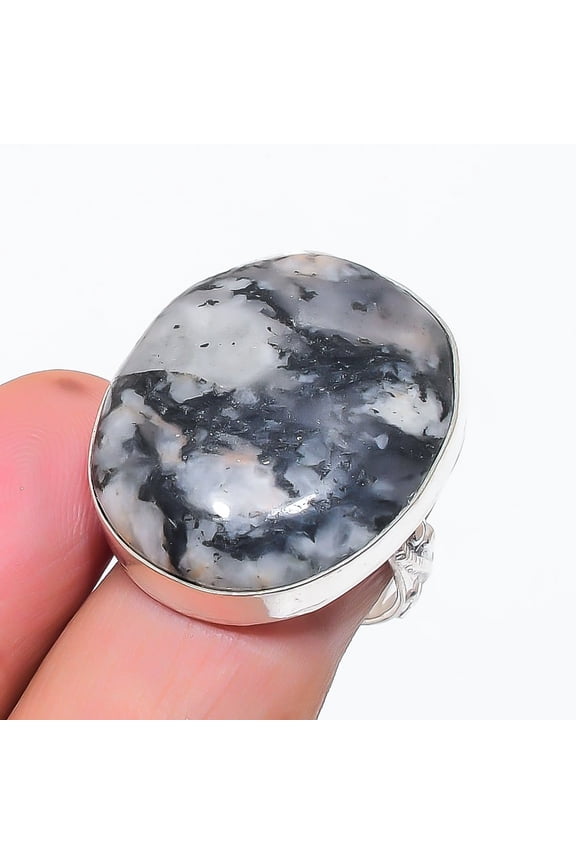 Natural Zebra Jasper Gemstone 925 Sterling Silver Jewelry Ring Size 7.5